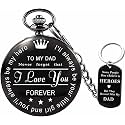 Udaney to My Dad Pocket Watch + Keychain Stone with Beautiful Box for Dad Gifts | Father's Day Gifts