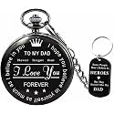 Udaney to My Dad Pocket Watch + Keychain Stone with Beautiful Box for Dad Gifts | Father's Day Gifts