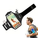 Runner's Armband for Mobile Phone - Waterproof Phone Holder for iPhones Up to 7 inches - Elastic Adjustable Size Arm Band Small to XL with Pocket for Keys - Ideal for Running, Exercise, Jogging