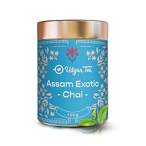 udyan tea assam exotic chai  traditional indian recipe  natural ingredients  rich and flavourful chai - premium blend of fresh tea leaves 100 g