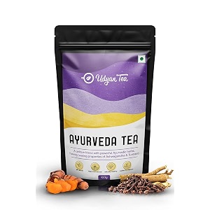udyan tea ayurveda healing herbal black tea - 100g 50 cups  blended with turmeric ginger amp clove  supports immunity amp relieves cold symptoms