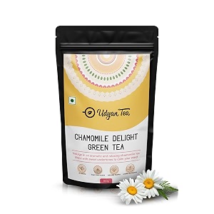 udyan tea chamomile delight green tea 100g 50 cups  natural loose leaf green tea with chamomile  reduces stress amp promotes sleep
