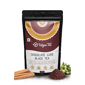 udyan tea chocolate luxe black tea 100g 50 cups  black tea with natural chocolate flavor cocoa nibs amp indian spices  enhances mood and energy