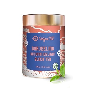 udyan tea darjeeling autumn delight black tea - 50g 25 cups  premium autumn flush loose leaf tea with floral and fruity flavors sweet jasmine aroma