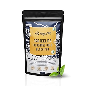 udyan tea darjeeling muscatel gold black tea - 100g 50 cups  premium loose leaf  second flush tea with bold muscatel notes