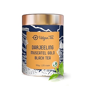 udyan tea darjeeling muscatel gold black tea - 50g 25 cups  premium loose leaf  second flush tea with bold muscatel notes