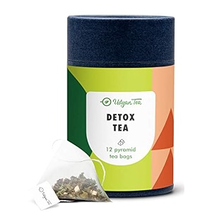 udyan tea detox herbal whole leaf tea- 12 pyramid tea bags  with green tea ginger tulsi amp spearmint  removes toxins amp boosts immunity