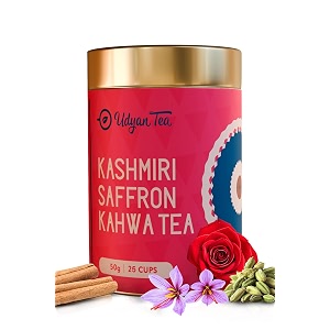 udyan tea kashmiri saffron kahwa green tea - 50g 25 cups  natural ingredients loose leaf tea  antioxidant-rich blend premium tea for better digestion amp detox