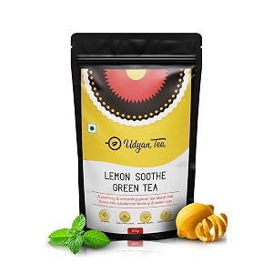 udyan tea lemon soothe green tea 100g 50 cups  relaxing amp refreshing lemon mint blend  supports immunity amp digestion