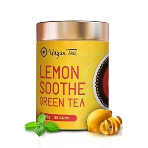 udyan tea lemon soothe green tea 50g 25 cups  relaxing amp refreshing lemon mint blend  supports immunity amp digestion