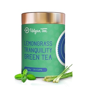 udyan tea lemongrass tranquillity green tea  soothing amp refreshing herbal blend for better digestion  green tea with lemongrass amp mint  antioxidant-rich  50g 25 cups