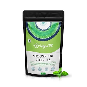 udyan tea moroccan mint green tea 100g 50 cups  refreshing green tea with spearmint leaves  natural loose leaf tea