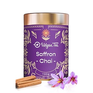 udyan tea saffron chai  traditional indian spice chai latte  premium whole leaf ctc tea with saffron amp natural spices  100g