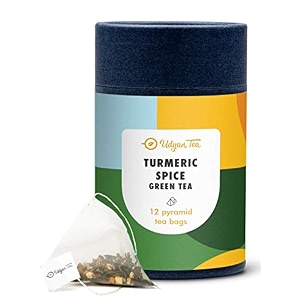 udyan tea turmeric spice green tea 12 pyramid tea bags  ayurvedic blend with turmeric tulsi amp ginger  bold amp spicy flavor