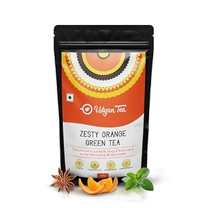 udyan tea zesty orange green tea 100g  loose leaf tea with natural orange flavor spearmint star anise  supports immunity amp skin health
