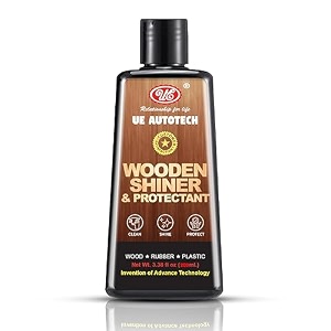 ue autotech premium wood plastic and rubber shiner - wooden furniture floor car and bike tyres polish - multipurpose maintainer spray for home and vehicles 200 ml