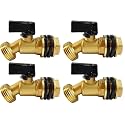 Uenede Brass Water Container Rain Barrel Faucets Spigot 3/4" G Male Thread Large Inlet to 3/4" GHT Male Thread Outlet with Quarter Turn Ball Valve Include Bulkhead Fitting and Washers 2PCS (Pack of 2)