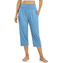 UEU Women's Yoga Capri Pants Loose Soft Drawstring Workout Sweatpants