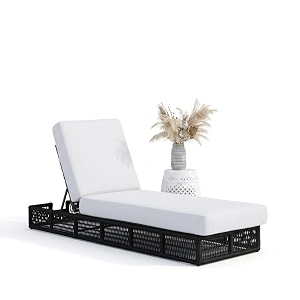 uf outdoor poolside lounger with adjustable backrest sun chaise recliner for terrace garden poolside for relaxation durable and stylish white amp balck single