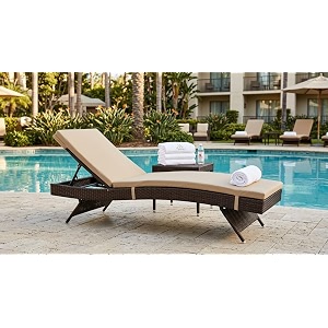uf outdoor poolside lounger with adjustable backrest sun chaise recliner for terrace garden poolside for relaxation durable and stylish - beige amp brown