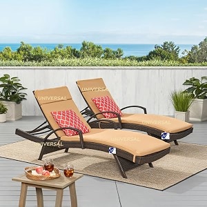 uf outdoor poolside lounger with adjustable backrest sun chaise recliner for terrace garden poolside for relaxation durable and stylish beige amp black