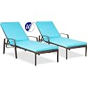 UF Outdoor Poolside Lounger with Adjustable Backrest Sun Chaise Recliner for Terrace Garden Poolside for Relaxation Durable and Stylish (Neavy Blue &amp; Brown)