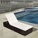 UF Outdoor Poolside Lounger with Adjustable Backrest Sun Chaise Recliner for Terrace Garden Poolside for Relaxation Durable and Stylish (Beige & Black)