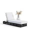 UF Outdoor Poolside Lounger with Adjustable Backrest Sun Chaise Recliner for Terrace Garden Poolside for Relaxation Durable and Stylish (White &amp; Balck, Single)