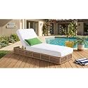 UF Outdoor Poolside Lounger with Adjustable Backrest Sun Chaise Recliner for Terrace Garden Poolside for Relaxation Durable and Stylish (White &amp; Beige)