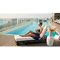 UF Outdoor Poolside Lounger with Adjustable Backrest Sun Chaise Recliner for Terrace Garden Poolside for Relaxation Durable and Stylish (White &amp; Black Single)
