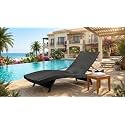 UF Outdoor Poolside Lounger with Adjustable Backrest Sun Chaise Recliner for Terrace Garden Poolside for Relaxation Durable and Stylish- (Black)