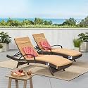 UF Outdoor Poolside Lounger with Adjustable Backrest Sun Chaise Recliner for Terrace Garden Poolside for Relaxation Durable and Stylish (Beige &amp; Black)