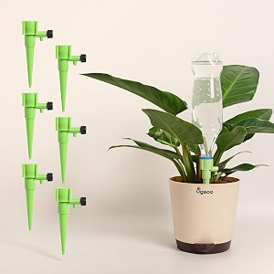 ugaoo self watering spikes for plants  pack of 6  automatic plant watering system  adjustable flow  plastic spikes