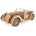Ugears Roadster VM-01 | Collectible Cars Wooden Gear Puzzle | Classic Car Model DIY Kits for Adults | Hand-Crank Powered Puzzle Functional Vehicles with Working Pistons, Wheels, Shocks