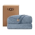 UGG Whitecap Queen Blanket, Plush Fleece, 90" x 90", Blue