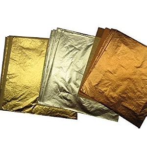 ugls 150pcs metallic foil paper sheets gilding foil imitation gold silver copper leaf foil for diy art crafts furniture decoration painting golden  silver  copper
