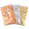 UGLS Italian Gold Leaf Sheet Art 100 Pieces (14x14.cm) with Gilding Adhesive 150.ML Glue - Gold Foil for Gilding, Epoxy Resin Art, Maysur Paintings, Arts & Crafts, DIY, Furniture Gilding & Many More.