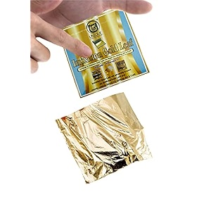 ugls imitation gold leaf sheets 100 sheets 16x16cm warq - gold foil paper for gilding resin art decoration crafting maysur paintings arts crafts nail deco furniture diy 6x6inches