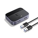 UGREEN USB 3.0 Switch 2 in 2 Out, USB Switcher 2 Computers Sharing Keyboard and Mouse Printer Scanner Webcam, Printer Splitter for 2 Computers, 2 Port USB Selector Switch with 2 USB3.0 Cables