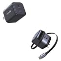 UGREEN USB-C Charger Bundle, 45W 3-Port + 45W 2-Port with Retractable Cable Fast Charger Combo, Compatible with iPhone 16/15/14/13, Galaxy S25/S24, iPad, MacBook Air, Pixel