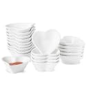 UIBFCWN 20 Pack 1.7 Oz Ceramic Soy Sauce Dish, White Dipping Sauce Bowls, Heart Shape Dipping Bowls for Ketchup, Vinegar, Sushi, BBQ and Party Dinner, Condiment Server