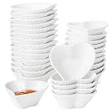 UIBFCWN 30 Pack 1.7 Oz Ceramic Soy Sauce Dish, White Dipping Sauce Bowls, Heart Shape Dipping Bowls for Ketchup, Vinegar, Sushi, BBQ and Party Dinner, Condiment Server
