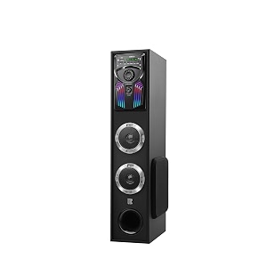 uic dj mini-80w 525 inch single bluetooth party subwoofer floor standing speaker 3 inch dual satellites with extreme bass mic slot aux usb fm amp remote control black uic-twr-5107