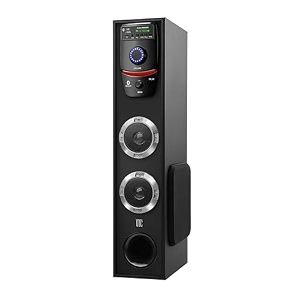 uic dj mini-80w 525 inch single bluetooth party subwoofer floor standing speaker 3 inch dual satellites with extreme bass mic slot aux usb fm amp remote control black uic-twr-5105