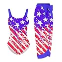 uideazone Girls One Piece Swimsuit with Cover Up Wrap Skirt Set Cool Printed Two Piece Bathing Suit 6-12T