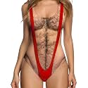 uideazone Women Funny Chest Muscle Deep V Backless One Piece Bathing Suit