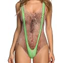 uideazone Women Funny Chest Muscle Deep V Backless One Piece Bathing Suit