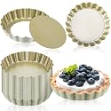 Uiifan 32 Pcs 4 Inch Tart Pans Nonstick, Fluted Round Quiche Molds