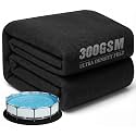 UIRWAY 10 Ft Round Pool Liner Pad for Above Ground Pool, [2026 New Pool Pad 300G/M² Thicker] Black Puncture Resistant Pool Ground Protector, Weed Barrier Under Pool Padding, Extend Liner Life (φ319cm)