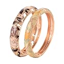 UJOY Cloisonne Bangle Colorful Enamel Filigree Rose Flower Hollowed Crystal Bracelet for Women Gifts 88A09